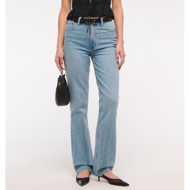 Abercrombie Fitch Jeans Womens 35/20r Light Wash Straight Ultra High Rise Nwt$90